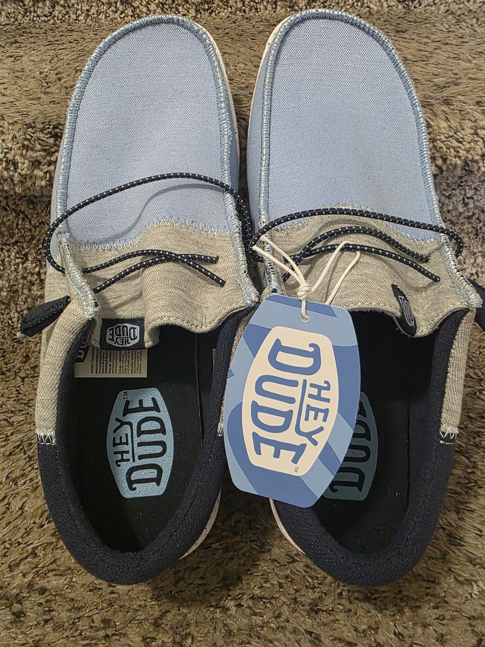 Hey Dude Light Blue Canvas Slip-On Loafers with Gray Trim - Picture 8 of 8